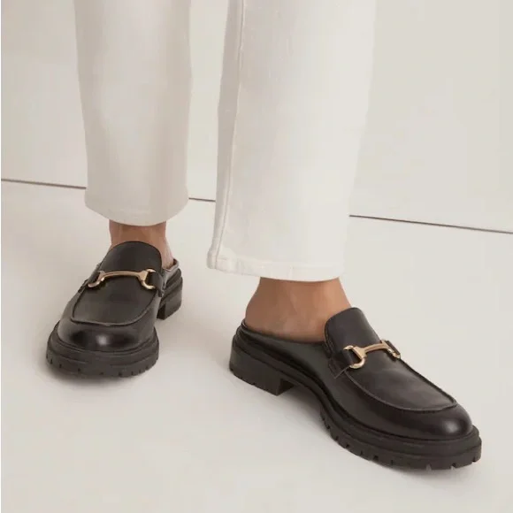 Madewell The Bradley Hardware Lugsole Leather Loafer Mule Preppy Black Sz 8 - Picture 4 of 10